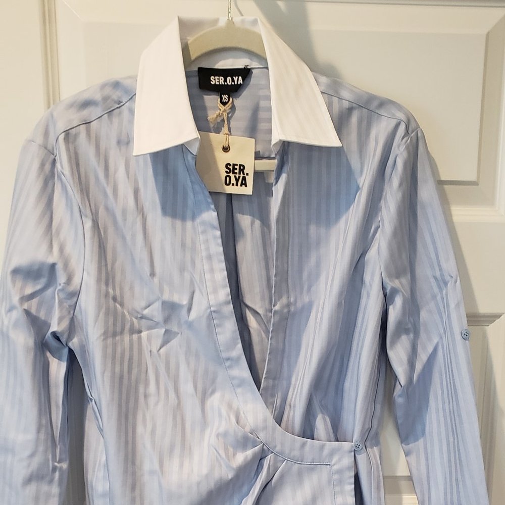NWT: SER.O.YA JOY DRAPED SHIRT DRESS Sizes X-small and Large - Picture 9 of 12